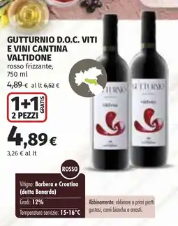 Coop Gutturnio d.o.c. viti e vini CANTINA VALTIDONE offerta