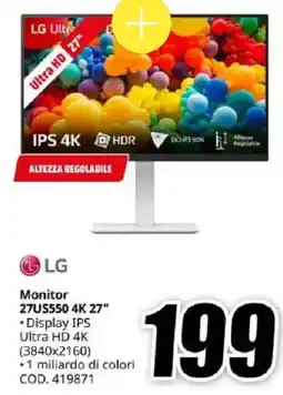 MediaWorld LG Monitor 27US550 4K 27" offerta