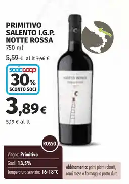 Coop Primitivo salento i.g.p. NOTTE ROSSA offerta