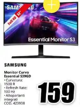 MediaWorld SAMSUNG Monitor Curvo Essential S39GD offerta