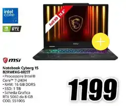 MediaWorld msi Notebook Cyborg 15 B2RWEKG-082IT offerta