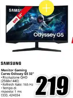 MediaWorld SAMSUNG Monitor Gaming Curvo Odissey G5 32" offerta
