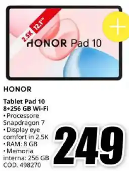MediaWorld HONOR Tablet Pad 10 8+256 GB Wi-Fi offerta
