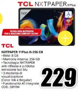 MediaWorld TCL NXTPAPER 11Plus 8+256 GB offerta