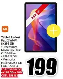 MediaWorld Xiaomi Tablet Redmi Pad 2 Wi-Fi 8+256 GB offerta