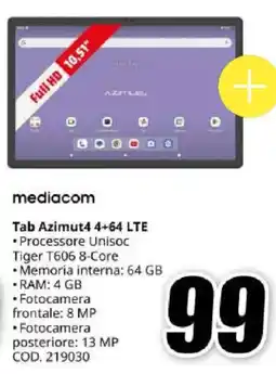 MediaWorld mediacom Tab Azimut4 4+64 LTE offerta