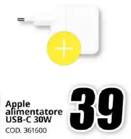 MediaWorld Apple alimentatore USB-C 30W offerta