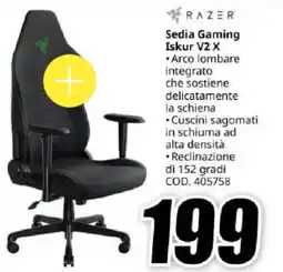 MediaWorld RAZER Sedia Gaming Iskur V2 X offerta