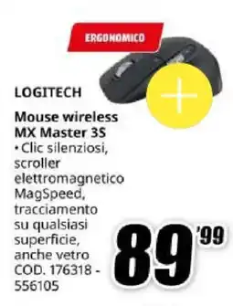MediaWorld LOGITECH Mouse wireless MX Master 3S offerta