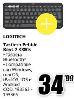 MediaWorld LOGITECH Tastiera Pebble Keys 2 K380s offerta