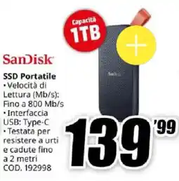 MediaWorld SanDisk SSD Portatile offerta