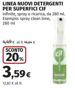 Coop Linea nuovi detergenti per superfici CIF offerta