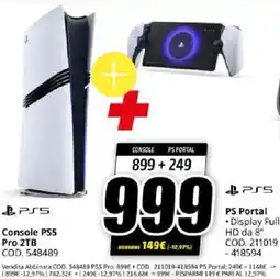 MediaWorld Console PS5 Pro 2TB + PS Portal offerta