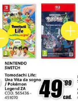MediaWorld Nintendo switch Tomodachi Life, Una Vita da sogno / Pokémon Legend ZA offerta