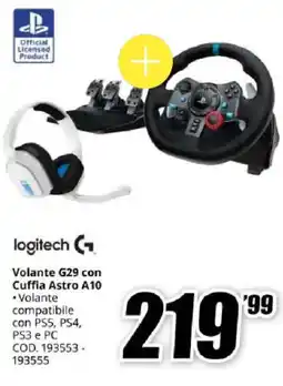 MediaWorld Logitech Volante G29 con Cuffia Astro A10 offerta