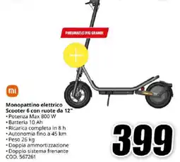 MediaWorld Xiaomi Monopattino elettrico Scooter 6 con ruote da 12" offerta