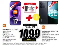 MediaWorld Xiaomi Smartphone 17 12+512, Smartphone Redmi 15C offerta