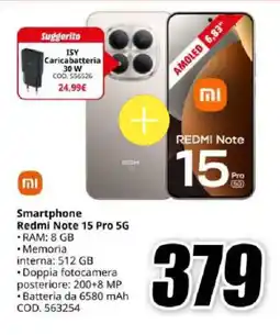 MediaWorld Xiaomi Smartphone Redmi Note 15 Pro 5G offerta