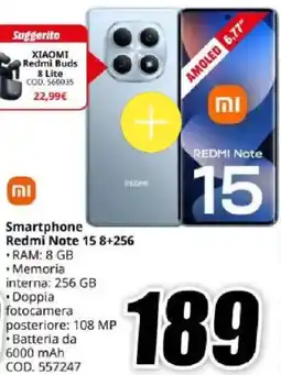 MediaWorld Xiaomi Smartphone Redmi Note 15 8+256 offerta