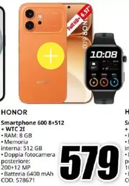MediaWorld HONOR Smartphone 600 8+512 + WTC 2I offerta