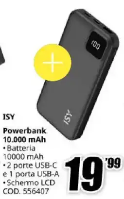 MediaWorld ISY Powerbank 10.000 mAh offerta