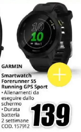 MediaWorld GARMIN Smartwatch Forerunner 55 Running GPS Sport offerta