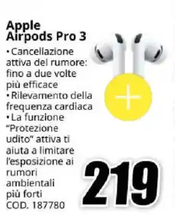 MediaWorld Apple Airpods Pro 3 offerta
