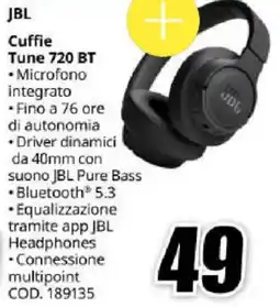 MediaWorld JBL Cuffie Tune 720 BT offerta