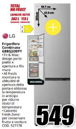 MediaWorld LG Frigorifero Combinato GBBSJ20DPY offerta