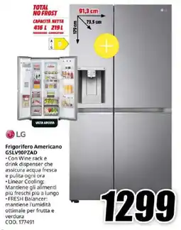 MediaWorld LG Frigorifero Americano GSLV90PZAD offerta