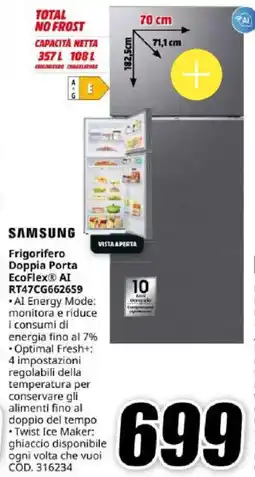 MediaWorld SAMSUNG Frigorifero Doppia Porta EcoFlex AI RT47CG662659 offerta