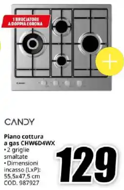 MediaWorld CANDY Piano cottura a gas CHW6D4WX offerta
