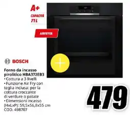 MediaWorld BOSCH Forno da incasso pirolitico HBA372EB3 offerta