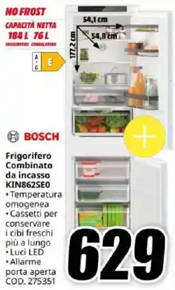 MediaWorld BOSCH Frigorifero Combinato da incasso KIN862SE0 offerta