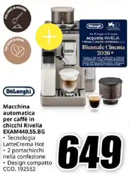 MediaWorld DeLonghi Macchina automatica per caffè in chicchi Rivelia EXAM440.55.BG offerta