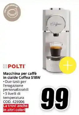 MediaWorld POLTI Macchina per caffè in cialde Coffea S18W offerta