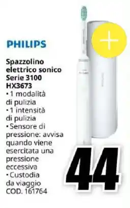 MediaWorld PHILIPS Spazzolino elettrico sonico Serie 3100 HX3673 offerta