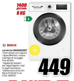 MediaWorld BOSCH Lavatrice WAN28228IT offerta