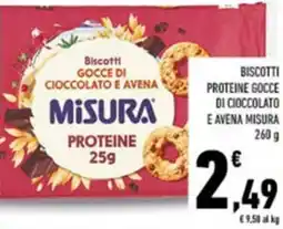 Conad Biscotti proteine gocce di cioccolato e avena MISURA offerta