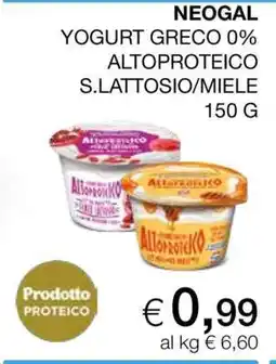 Coop NEOGAL YOGURT GRECO 0% ALTOPROTEICO S.LATTOSIO/MIELE 150 G offerta