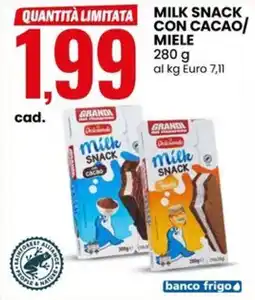 Eurospin Milk snack con cacao/ miele offerta