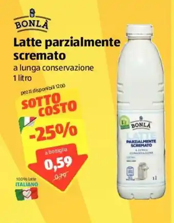 ALDI Bonlà Latte parzialmente scremato 1 litro offerta