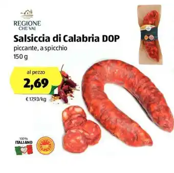 ALDI Salsiccia di Calabria DOP 150g offerta