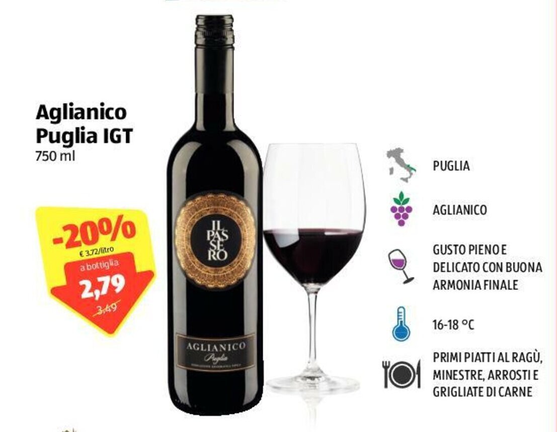 Aglianico Puglia IGT 750ml offerta di ALDI
