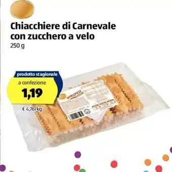 ALDI Chiacchiere di Carnevale con zucchero a velo 250g offerta