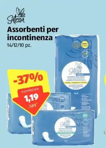 ALDI Satessa Assorbenti per incontinenza 14/12/10pz. offerta