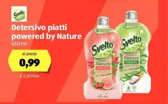 ALDI Svelto Detersivo piatti powered by Nature 450ml offerta