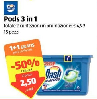 ALDI Dash Pods 3 in 1 15 pezzi offerta