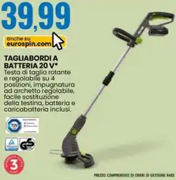 Eurospin Tagliabordia batteria 20 V offerta