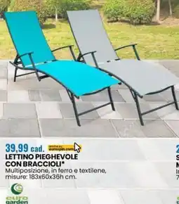 Eurospin Euro garden lettino pieghevole con braccioli offerta